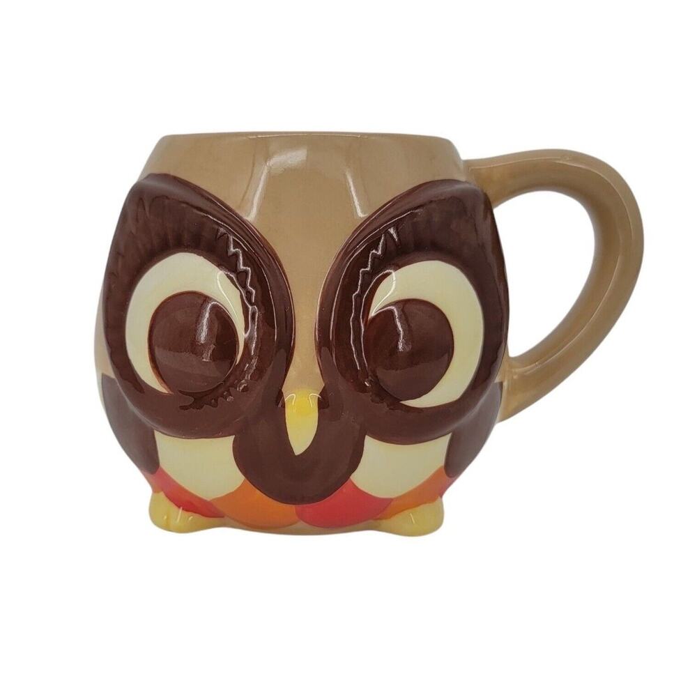 Mesa Home Products Hand Painted Owl Large Coffee Mug Brown Tan Novelty‎